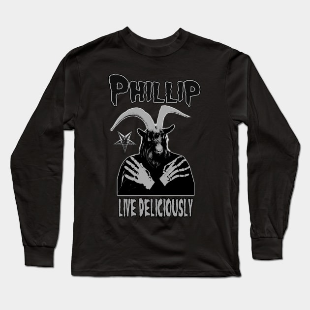Phillip - Live Deliciously Long Sleeve T-Shirt by The Dark Vestiary